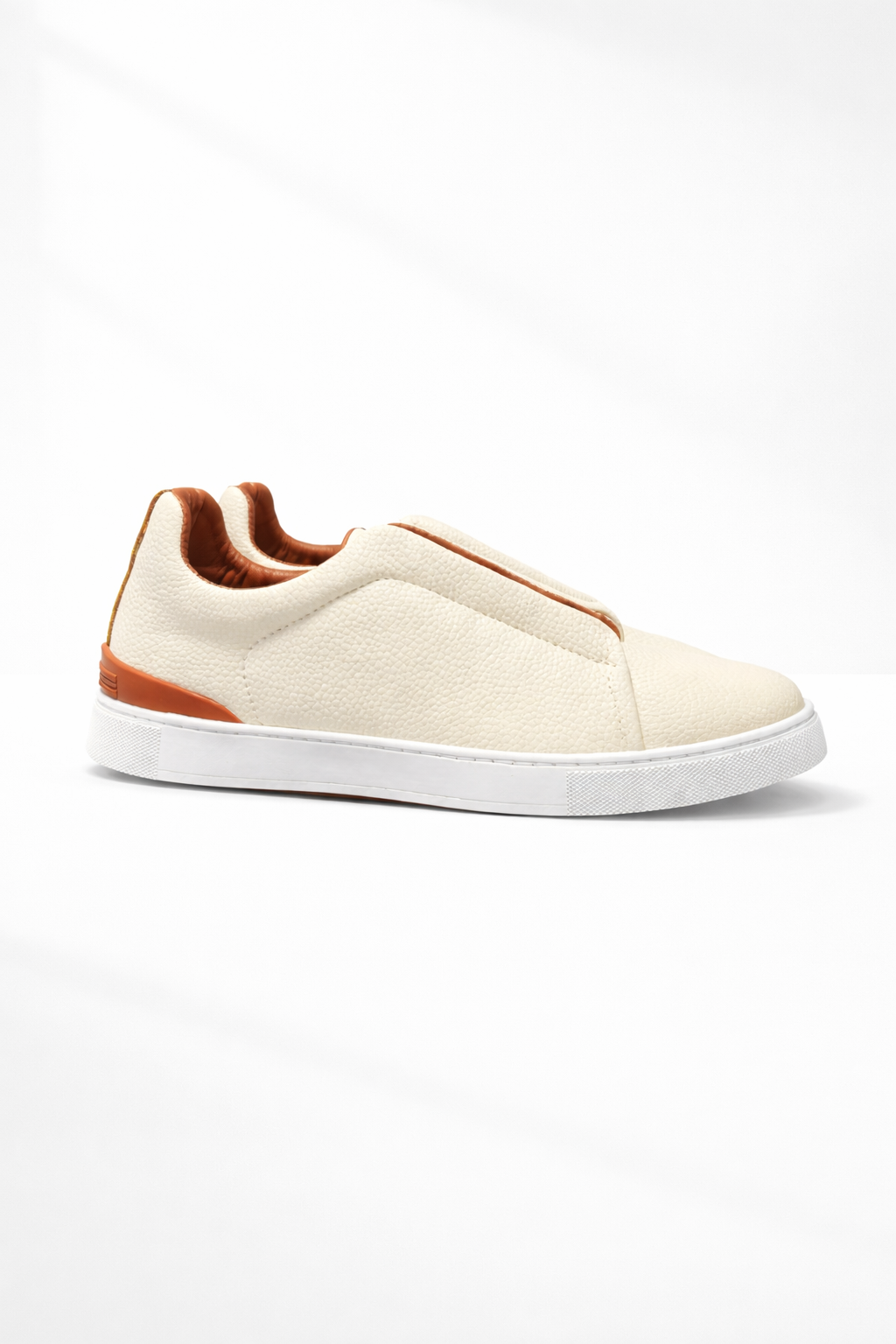 Baskets ZEG NA triple Stitch couture en cuir Beige